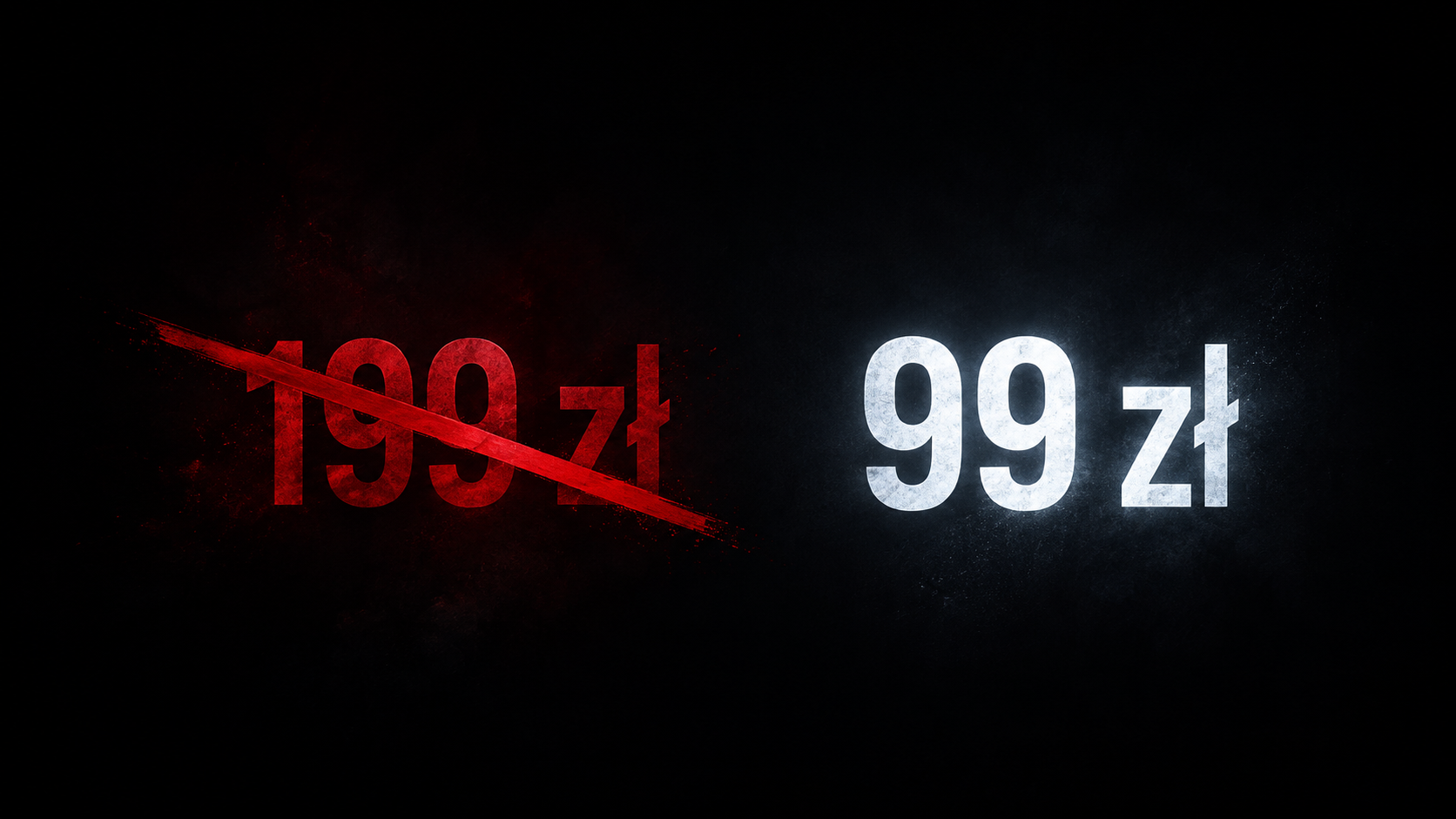Przekreślona cena 199 zł obok 99 zł na ciemnym tle, symbol fałszywej przeceny i kotwiczenia